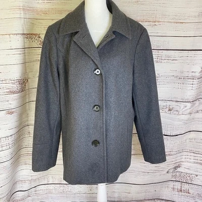 Chaquetón Nautica para mujer talla grande botón delantero mezcla de lana gris carbón Foto 1 de 4