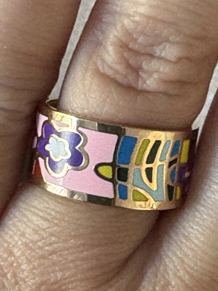 Anillo Floral Esmalte Colorido Talla 7 Foto 1 de 4