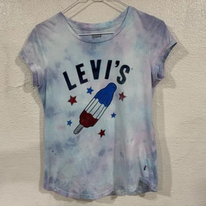 Levis Shirt Youth XL 13-15 Tie Dye Blue Red Popsicle Stars Graphic Tee Top - Picture 1 of 9
