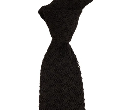 $330 NUEVO CON ETIQUETAS TOM FORD Corbata Cuello Seda Patrón Tejido Sólido Negra Italia 3.25W Foto 1 de 4