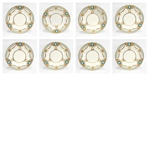 Set of 8 Mintons Porcelain Thickly Gilt Pâte-sur-pâte Luncheon Plates by Albion - Picture 1 of 20