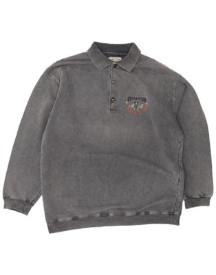 EVOLUTION Mens Polo Neck Sweatshirt Jumper Large Grey Cotton DI03 - Image 1 of 3