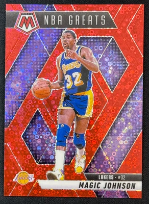 Magic Johnson 2024-25 Panini Mosaic 10/99 NBA Greats Fast Break Red Disco #296 - Image 1 of 3