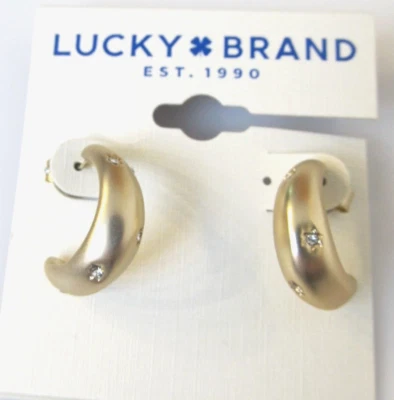 New Lucky Brand Crystal Star Hoop Earrings in Gold-Tone  - Image 1 of 4