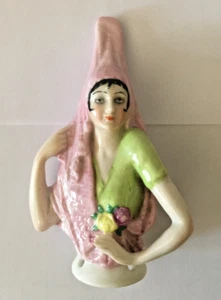 Antique German Porcelain Half Doll Pin Cushion Spanish - Fasold & Stauch? 3.75" - Picture 1 of 7