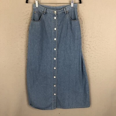 Vintage Cambridge Dry Goods Jean Skirt Womens 10 Blue Denim Button Front Modest - Image 1 of 4