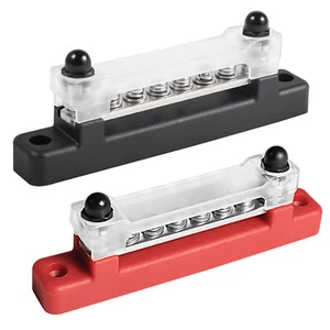 6 Terminal -row Bus Bar 150A BusBar Block with Cover, Ground R3T8 - Picture 1 of 12