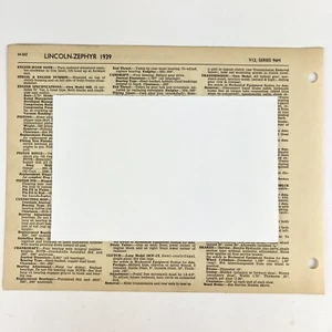 Vintage Original 1939 Lincoln Zephyr V-12 96H Mechanical Specks Manual - Picture 1 of 1