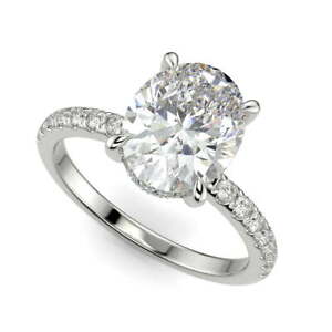 1.25 Ct Oval Cut Lab Grown Diamond Engagement Ring SI1 D White Gold 14k