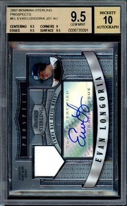 EVAN LONGORIA ~ 2007 Bowman Sterling Rookie Jersey Autograph #EL BGS 9.5 AUTO 10