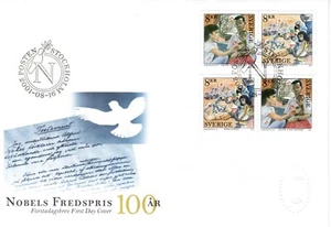 SWEDEN FDC NOBEL PRIZE RED CROSS CROIX ROUGE 2001 ISSUE - Picture 1 of 1