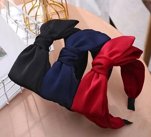 Mujeres Niñas Retro Fiesta Satén Lazo Grande Moño Banda Ancha Diadema Aro Envolvente - Imagen 1 de 15