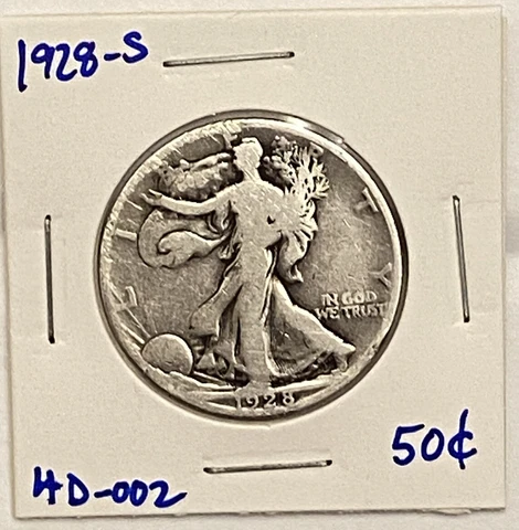 Rare 1928 S Walking Liberty Half Dollar - Low Mintage Collectible Coin Cover