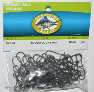 Offshore pescador calidad duo bloqueo broche de presión #5 aparejos de agua salada 85 lb 50 por paquete negro Foto 1 de 2