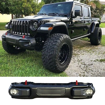 Steel Front Bumper Fit For 2018 2019 2020 2021 2023+ Jeep Wrangler Gladiator JT Foto 1 de 4