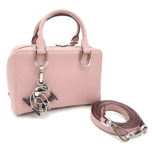 Carolina Herrera 2WAY Handbag Pink Leather Used Crossbody Shoulder Mini Bag - Picture 1 of 9