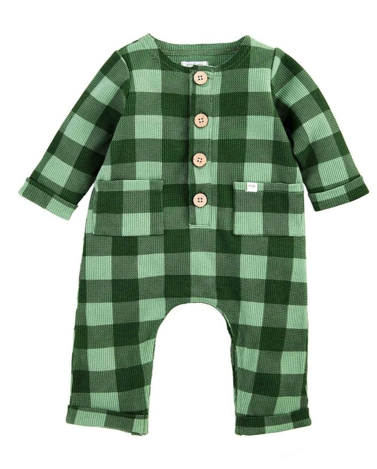 Conjunto de una pieza a cuadros verde gofre Mud Pie bebé niño talla 12-18 meses NUEVO Foto 1 de 1