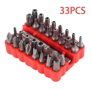 33PC SCREWDRIVER SECURITY BIT SET TAMPERPROOF HEX KEY SPANNER TORX TRI-WING H - Picture 1 of 11