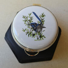 Strachan Australia Enamelled Porcelain Trinket Box :  Superb Blue Wren