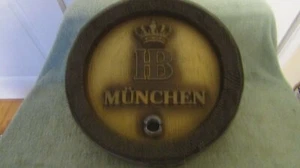 HB Hofbrau House Barrel End Beer Sign Germany Rare Used Never Mounted - Picture 1 of 6