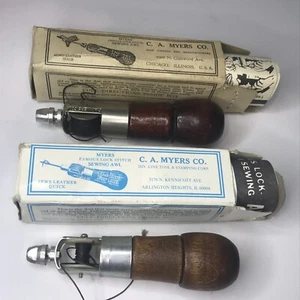 Vtg C.A.Myers Co. Famous Lock Stitch Leather Repair Combination Sewing Awl X2 - Picture 1 of 12