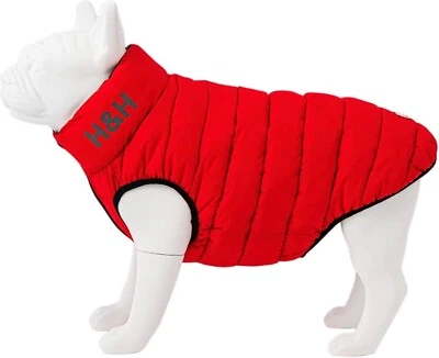 DOG COAT HUGO & HUDSON Red & Navy  DOG PUFFER VEST JACKET medium 50cm WINTER - Image 1 of 4
