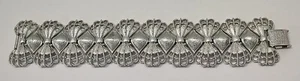 Vintage Coro Pegasus Armband silberfarben gewölbte Schleife 1"×7" - Bild 1 von 5