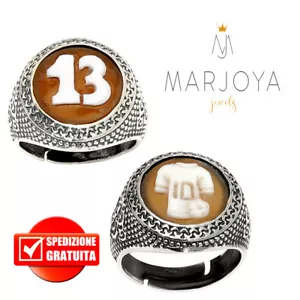 Anello uomo con cammeo in argento 925,regolabile 13 o maglia calcio pallone - Imagen 1 de 9