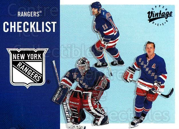 2000-01 UD Vintage #246 Mark Messier, Mike Richter, Adam Graves, Checklist - Image 1 of 1