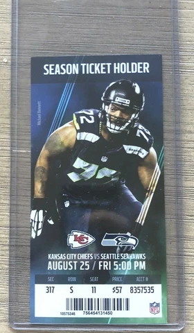 2017 Seattle Seahawks Official NFL Mint Season Ticket Stub - pick any game! Cover