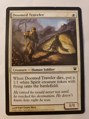 MTG Magic The Gathering Card Doomed Traveler Creature Human Soldier White Fallen - Image 1 of 2