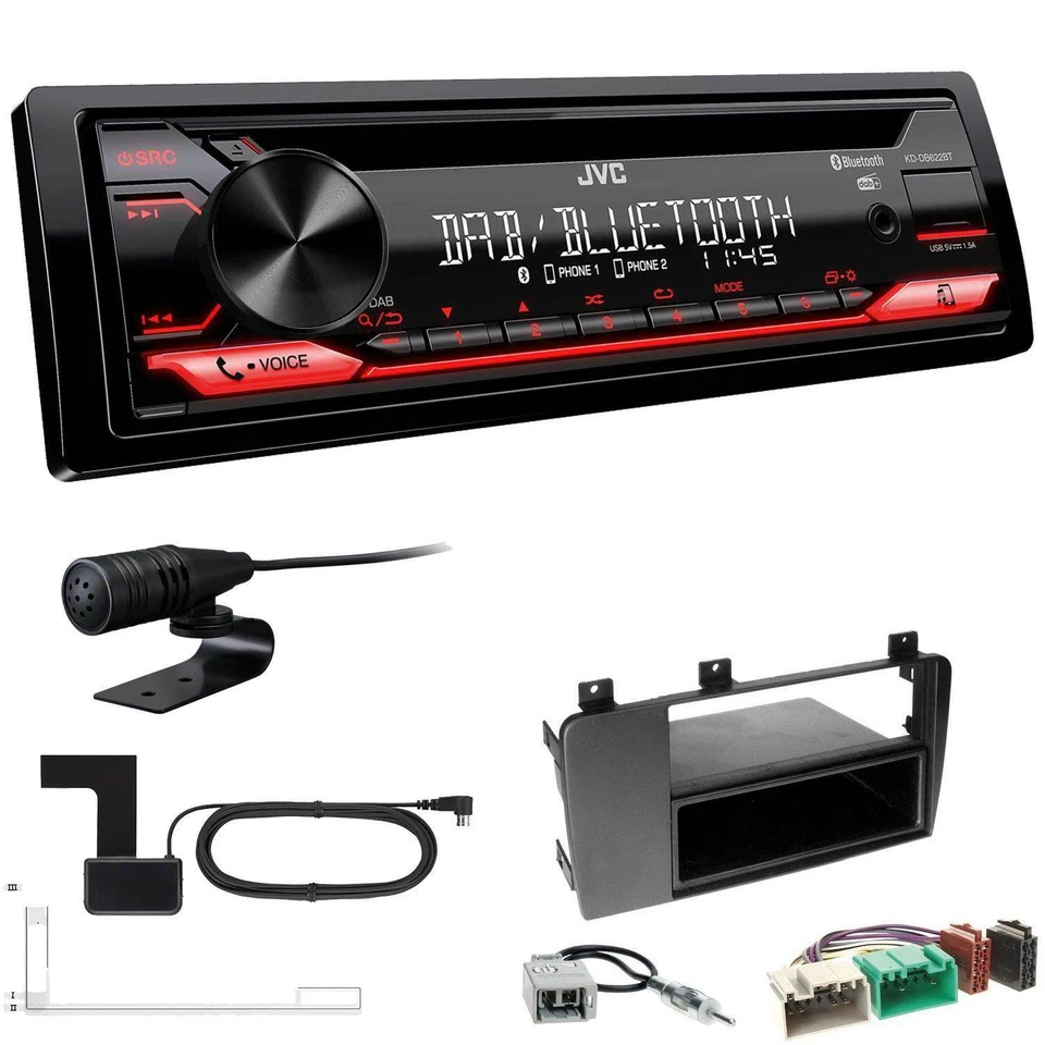 JVC KD-DB622BT DAB inkl Antenne Bluetooth USB Einbauset für Volvo XC70 2004-2007 - Bild 1 von 4