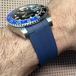 Correa Rolex 20 mm AZUL MARINO Vulcanizado GOMA para Submariner 40 mm GMT BLNR - Imagen 1 de 12