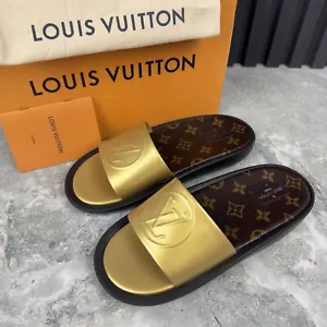 Muli Sunbath Louis Vuitton LV monogramma oro 8 US o 38 EUR - Foto 1 di 20