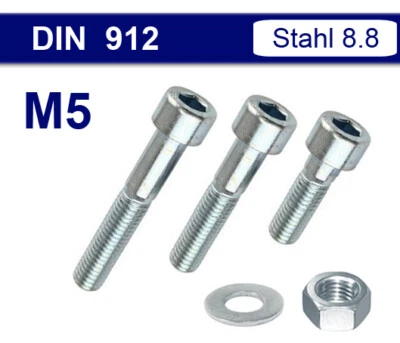M5 Zylinderschrauben Innensechskant Zylinderkopf ISK - Schrauben DIN 912 Muttern - Bild 1 von 4