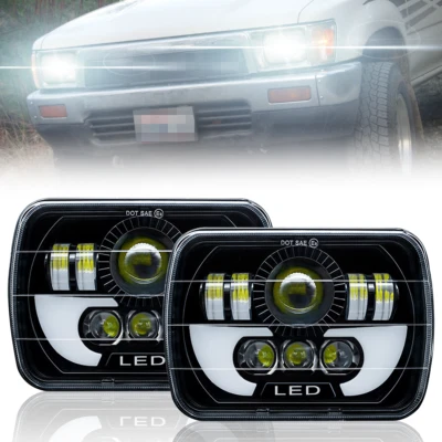 Faróis de LED 2x 7x6" para Ford E100 E150 E250 E350 Econoline Club Wagon Van - Imagem 1 de 4