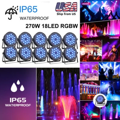270W RGBW Par Stage Light Waterproof IP65 Disco Lights18 LED DMX512 Strobe Beam - Image 1 of 4
