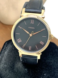 Reloj Mujer Fossil ES4793 Margarita Tono Oro Rosa Cuero Negro Cuarzo 34mm - Imagen 1 de 12