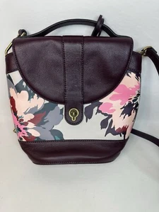 Fossil Clara Bucket Satchel Crossbody Bag Handbag Floral Print Purse Turn Lock - Picture 1 of 8