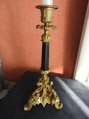 ANCIEN BOUGEOIR EN BRONZE Chandelier Cheminée CANDLE CANDÉLABRE EMPIRE - Photo 1/4