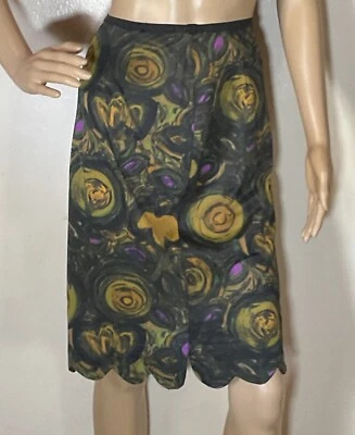 1960-е Импрессионистский Цветочный Сарамаи Половина Слипа Союз Сделано в США Размер Small - Изображение 1 из 4