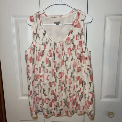 J Jill Silk Linen Blend Tank Top Size M Coral Feminine Career Office - Image 1 of 4