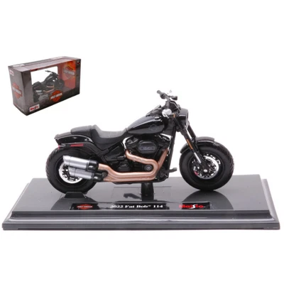 HARLEY DAVIDSON FAT BOB 114 2022 BLACK 1:18 Maisto Moto Modellino Nuovo - Immagine 1 di 3