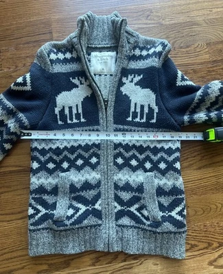 Vintage Abercrombie & Fitch Mens Size XL Full Zip Knit Sweater Reindeer  - Image 1 of 4