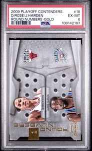 2009-10 Playoff Contenders Round Numbers GOLD 001/100 Rose Jsy # Harden RC PSA 6 - Picture 1 of 3