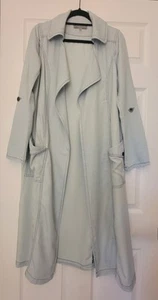 Bagatelle City 100% Lyocell Chambray Lightweight Long Duster Jacket SMALL Blue - Picture 1 of 7