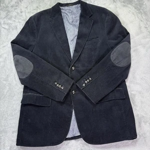 Tasso Elba Mens Corduroy Blazer Jacket Sz L 42-44 Black 2 Button Sport Coat EUC - Picture 1 of 11
