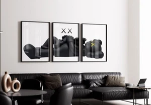 Set of 3 Family Kaws Art pieces canvas wall home decor Portrait Gallery - Picture 1 of 7