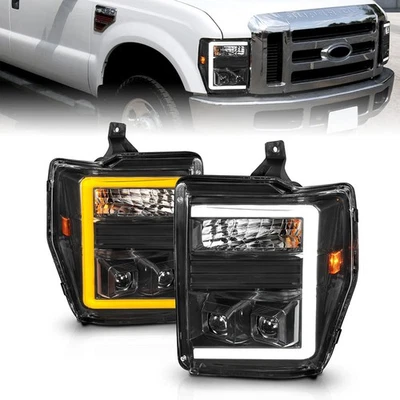 Juego de faros proyectores de lente transparente para Ford F-250 Super Duty 2008-2010 [negro] Foto 1 de 4