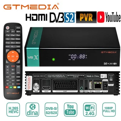 GT MEDIA V8X Satellite TV Receiver H.265 HD PVR WIFI FTA DVB-S2/S2X Decoder Box Sat Tuner